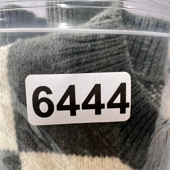 Bohme Checkerboard Sweater Women's Small Green‎ Cream Knit Long Sleeve Crew Neck - Picture 8 of 8